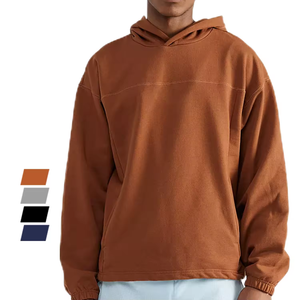 Haute qualité 100% coton hommes sweats à capuche surdimensionnés goutte épaule français éponge ourlet brut sans ficelle pour l'hiver-conception vierge en gros - Product Image 3