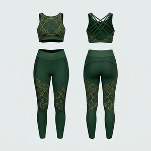 Conjunto de Yoga de Alta Calidad para Mujer, Leggings de Cintura Alta, Sujetador Deportivo sin Costuras, Ropa Deportiva de Longitud Completa, Tipo Estampado, Servicio OEM - Product Image 5