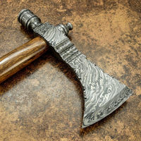 Hache de viking barbu tomahawk, hache de ragnar, hachette de hache en acier Dmascuss outil de Camping en plein air forgé à la main avec couvercle