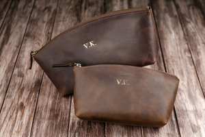 Bolsas de maquillaje de tamaño de viaje portátiles de cuero genuino de alta calidad, bolsa de cosméticos con impresión de logotipo personalizado para niñas - Product Image 4