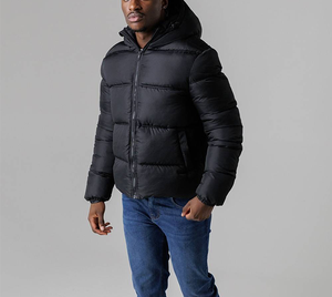 Veste matelassée isolée ample pour homme, streetwear, vente chaude, pour temps extrêmement froid, mi-cuisse, motard, veste en duvet noire - Product Image 2