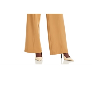 Pantaloni Casual da Donna a Gamba Larga Avec Les Filles, Colore Cammello con Vita Traforata, Design Traspirante e Stropicciato, Vita Media - Product Image 6