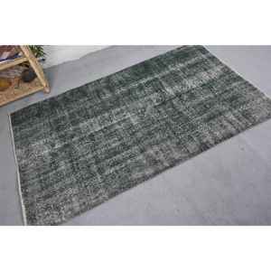 Tapis Patchwork en Polyester Laine Gris Vert Moderne, Technique de Tissage Faite à la Main, Rectangle Abstrait pour Couloir de Chambre à Coucher, 3.6 'X 6.4' - Product Image 2