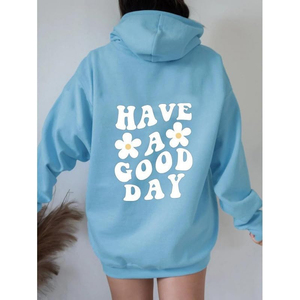 Sweat à capuche surdimensionné pour femme de qualité supérieure Slogan lettre graphique sweat à manches longues pull esthétique avec poches kangourou - Product Image 2