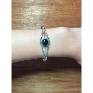 Handmade Navajo Onyx & Sterling <b>Silver</b> Fashion <b>Cuff</b> <b>Bracelet</b> - Product Image 4