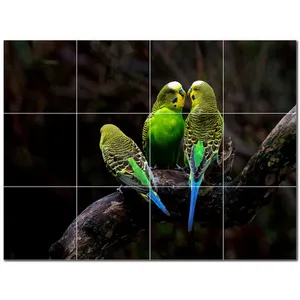 Mural de pared de azulejos de cerámica para pájaros PT500146 32 "W X 24" H Juego de 12 azulejos de 8x8 - Product Image 1