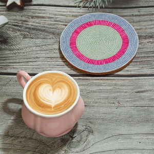 Posavasos Ecológicos de Alta Calidad, Círculos Concéntricos con Cuentas, Hechos a Mano con Cuentas de Arroz, Decoración Moderna para Mesa - Product Image 3