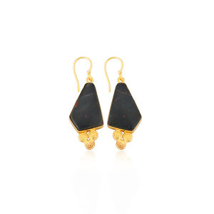 Piedra preciosa de ágata de sangre, pendientes bohemios de diseñador hechos a mano, colgante de Latón chapado en oro amarillo, joyería de moda para mujer - Product Image 1