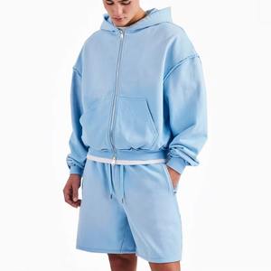 Venta al por mayor de pantalones cortos de los hombres conjunto de diseño personalizado Boxy Hoodie Jorts Sun Faded Effect Impreso Técnica de fabricación de los hombres - Product Image 1