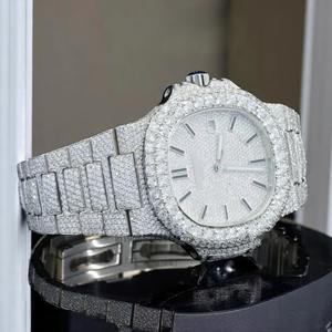 Reloj de Moissanita Completamente Automático con Incrustaciones de Diamantes para Hombre, Estilo Hip Hop de Lujo Personalizado, Reloj de Acero Inoxidable, Joyería de Alta Gama - Product Image 4