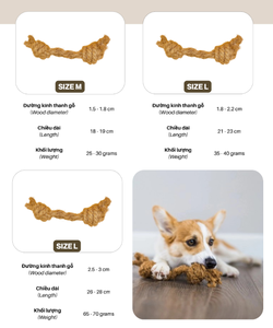 Juguete Masticable Natural para Perros / Madera de Café con Cuerda de Vietnam, Cuerda de Cáñamo 100% - Product Image 2