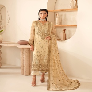 ชุดเดรส Anarkali สำหรับผู้หญิงผ้าชีฟองปักลาย3ชิ้นสำหรับงานแต่งงานชุดส่าหรี - Product Image 3