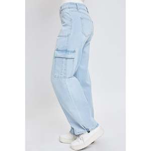 กางเกงคาร์โก้ฟอกไซส์ใหญ่สำหรับผู้หญิงกางเกงฮิปฮอปกระเป๋าหลายสีฟ้าชุดวินเทจกางเกงยีนส์สำหรับผู้หญิง - Product Image 6