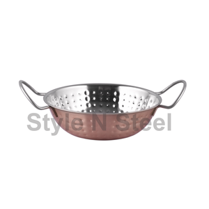 Cuivre martelé Kadai king International Cuivre Acier Indien Bol de service Cuivre Acier inoxydable Mini Plat de service - Product Image 3