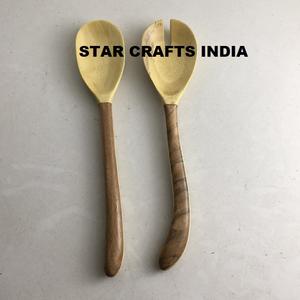 Cuillère à main en bois de qualité supérieure meilleur style articles de maison et de cuisine mélange de salade ensemble de serveurs en bois vente la plus chaude - Product Image 1