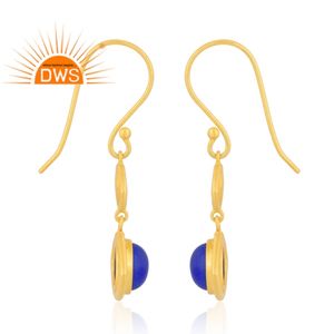 Último diseño hecho a mano 18K chapado en oro azul Aventurina cuarzo piedra preciosa forma de ojo pendiente Demi joyería fina fabricante - Product Image 3