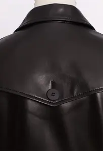 แจ็กเก็ตหนังแพะของผู้หญิงเสื้อแจ็กเก็ตหนังลายรักชาติพร้อมวัสดุบุผ้าฝ้ายระบายอากาศ - Product Image 4