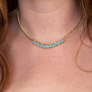 Beachy Turquoise Bar Choker nhỏ đính cườm đá quý Chunky tuyên bố chuỗi Layering Vòng cổ quà tặng cho bạn bè tốt nhất - Product Image 5