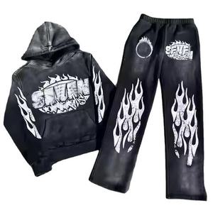 Vêtements de rue personnalisés Vêtements de haute qualité Pantalon de jogging évasé Survêtement polaire technique à impression bouffante pour hommes - Product Image 6