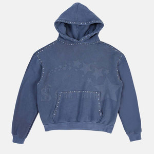 Sudadera con capucha de diamantes de imitación con lavado ácido para mujer, jersey de mezcla de algodón transpirable, ropa de calle a la moda, Sudadera con capucha brillante - Product Image 1