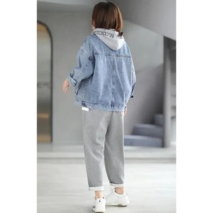 100% coton biologique délavé Denim veste élégante en gros à capuche jean veste décontracté respirant court femme veste - Product Image 5