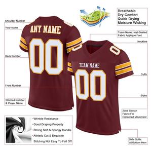 Maillot de football américain personnalisé imprimé, en twill, antibactérien, séchage rapide, vente en gros d'usine, haute qualité, OEM personnalisé - Product Image 2