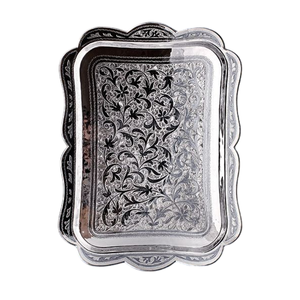 Plateau de service rectangulaire en argent plaqué, design antique, décoratif, en métal, pour hôtel, maison, restaurant, plateau de service alimentaire, vente en gros - Product Image 1