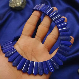 Collar de Cuentas Rectangulares Cónicas de Lapislázuli Natural Hermoso de Calidad AAA con Piedra Principal, 20% de Descuento y Regalo de Año Nuevo - Product Image 4