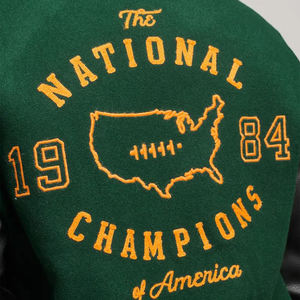 Wholesale Embroidery Logo Stand Collar Windproof for Wool Leather Sleeves Varsity Bomber Jacket - Product Image 5