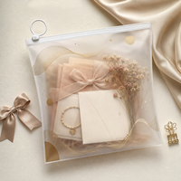 Pochette cadeau en PVC givré avec fermeture éclair et anneau de traction à motif vague doré pour rubans, fleurs, cartes, bijoux – Vente en gros