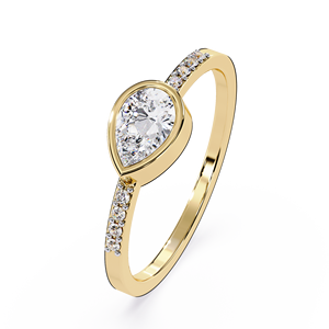 Bague de fiançailles et de mariage en or 18 carats pour femme, sertie de diamants naturels en forme de poire, orientés de l'Est vers l'Ouest, certifiée IGI, empilable - Product Image 2