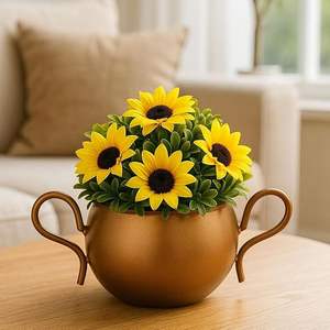 แจกันดอกไม้อลูมิเนียมทำด้วยมือพร้อมโลหะตกแต่งลายดอกไม้สำหรับบ้านที่ได้แรงบันดาลใจจากสไตล์วินเทจเก๋ไก๋ - Product Image 4