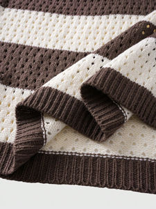 Suéter Polo Casual Holgado para Hombre con Logotipo Bordado Personalizado de Alta Calidad, Diseño a Rayas, Estilo Urbano - Product Image 3