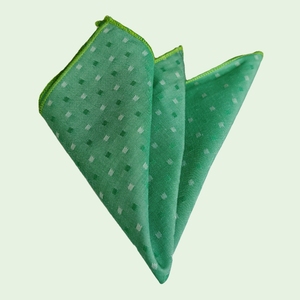 Green and <b>White</b> Checkered Cotton <b>Pocket</b> <b>Square</b> - Product Image 2