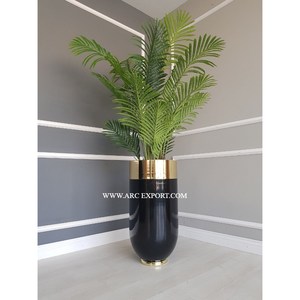 Juego de 2 jardineras de flores redondas de Metal con estilo para interiores, suministros de jardineras decorativas clásicas para el hogar y el jardín - Product Image 3