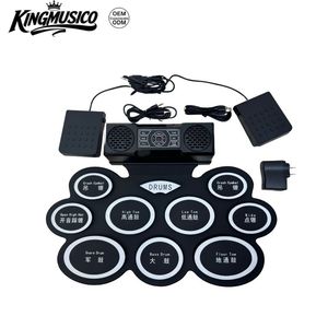 Kit <span class=keywords><strong>de</strong></span> Batería Electrónica Portátil, Set <span class=keywords><strong>de</strong></span> Batería Enrollable con 9 Almohadillas <span class=keywords><strong>de</strong></span> Silicona, Altavoz Estéreo Integrado y <span class=keywords><strong>Baquetas</strong></span> - Product Image 1