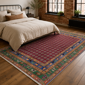 Netline Home Tiled Medallion Deep Blue Traditional <b>Washable</b> <b>Rug</b> - Product Image 3