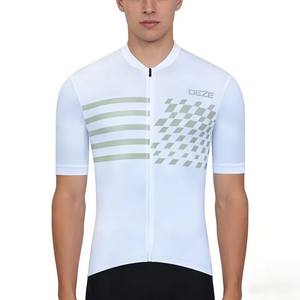 Maillot de cyclisme personnalisé à manches courtes, imprimé, respirant, séchage rapide, anti-humidité, coupe ajustée, pour vélo de route, vente en gros OEM - Product Image 4