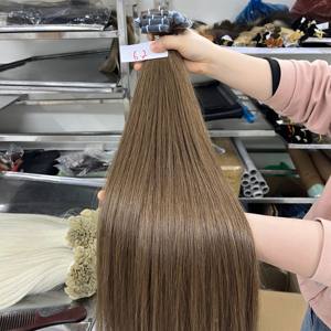 Cinta adhesiva invisible premium - Castaño natural - Cabello eslavo ruso de Vietnam - Extensiones de cabello humano real - Cutícula alineada - Tendencia de moda - Product Image 2