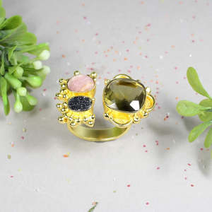 Cadena de cuerpo fino de plata de ley 92,5 con anillo de piedras preciosas múltiples - Product Image 2