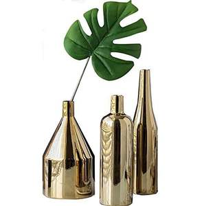 Florero decorativo de lujo decorativo Florero de flores chapado en oro brillante de aluminio para boda - Product Image 1