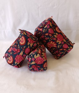 <b>Toiletry</b> Pouches for <b>Women</b> With Zipper in 3 Pcs Handmade Block Printed <b>Toiletry</b> Pouch Makeup Accessory Cosmetic Organizer - Product Image 3