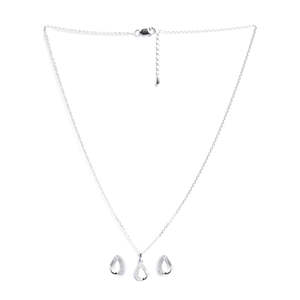 Conjunto de Joyería Nupcial Clásico con Diseño de Gota de Lluvia en Plata, Diamantes con Corte Pera y Circonitas, con Baño de Oro Rosa, Ideal para Bodas y Fiestas, Regalo Perfecto - Product Image 4