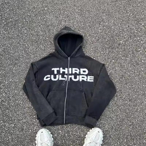 ชุดวอร์มฤดูหนาวของผู้ชายซักลายกรดแบบกำหนดเองกางเกงเหงื่อพิมพ์ลายปักสไตล์บานสีพื้น - Product Image 3