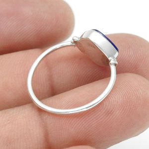 High Quality Wholesale Price 925 Sterling Silver Natural <b>Lapis</b> <b>Lazuli</b> Gemstone Cushion Shape <b>Ring</b> for Daily Wear Boho Jewelry - Product Image 5