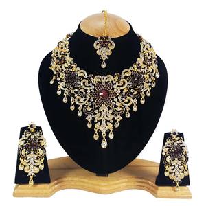 Vintage Style Crystal Zircon Alloy Flower Design Jewelry Set Necklace Earrings Headpiece Women Engagement Wedding Anniversary - Product Image 1