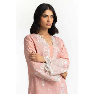 Conjunto de Top de Gasa Bordado con Lurex Morado y Shorts de Mezclilla, Traje de 2 Piezas para Primavera/Verano, Largo por Encima de la Rodilla, Talla XS - Product Image 2