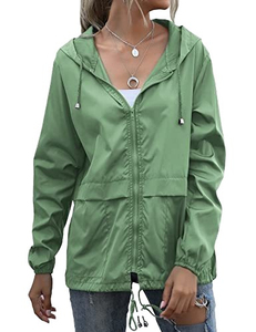 Chaqueta Cortavientos Impermeable y Transpirable Ligera y Ecológica para Mujer, con Capucha Ajustable, Bolsillos, Tacto Suave, Tinte Liso - Product Image 2