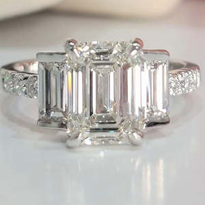 Bague élégante en or rose, or blanc et argent avec diamants de laboratoire certifiés IGI, tendance, 14 carats, pour mariage et fiançailles - Product Image 1