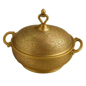 Vajilla, Accesorios de Cocina, Plato de Latón, Tazón de Latón, Diseño Clásico y Moderno de Alta Calidad, Tazón de Metal Reutilizable - Product Image 1